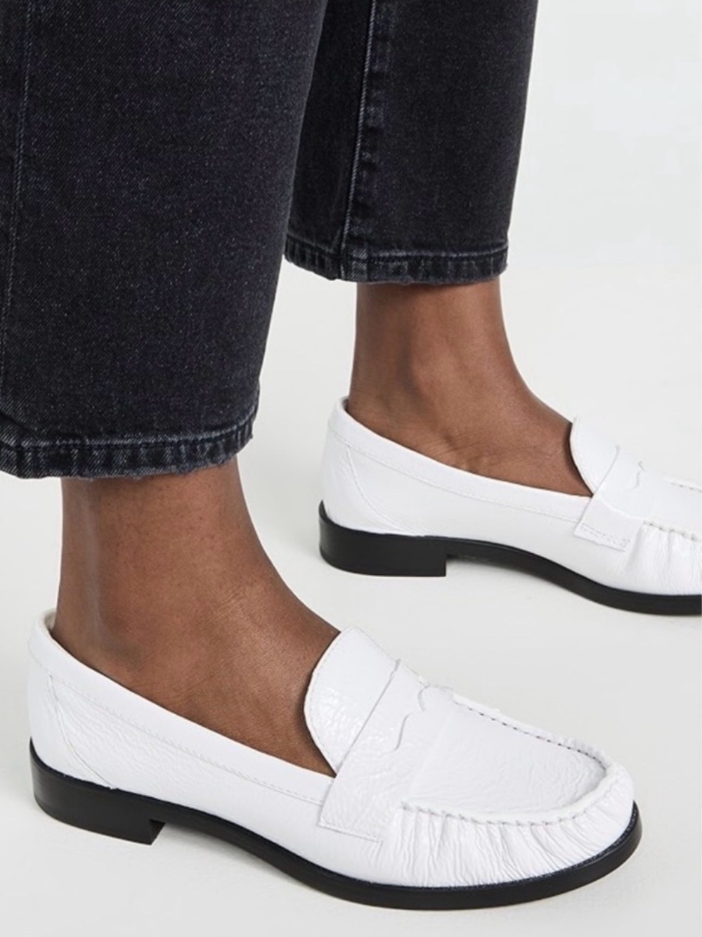 Reformation Ani Ruched Loafer White Leather Size 8